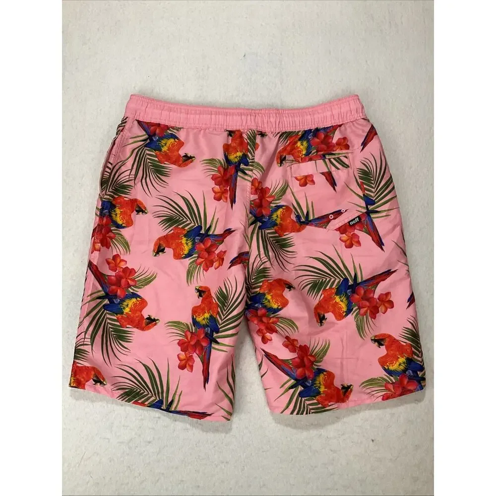 Neff Unlined Board Short Swim Trunks Mens XL Floral Parrot Tropical Vacation